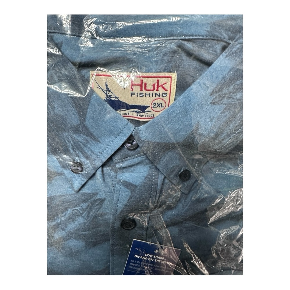 HUK Fishing Button Down SS Shirt Men’s XXL Blue